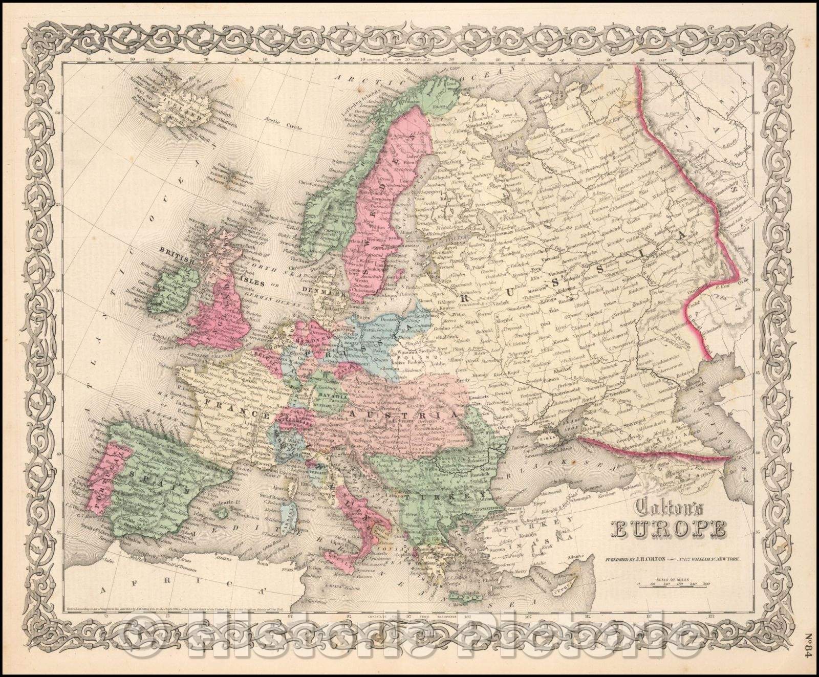 Historic Map - Colton's Europe, 1865, Joseph Hutchins Colton - Vintage Wall Art