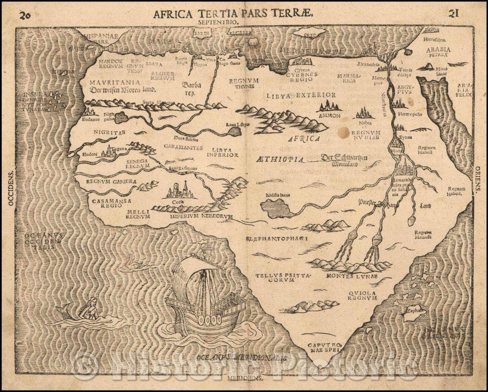 Historic Map - Africa Tertia Pars Terrae, 1581, Heinrich Bunting - Vintage Wall Art