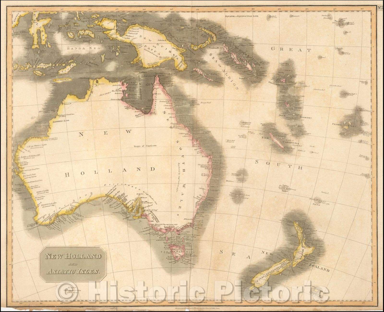 Historic Map - New Holland and Asiatic Isles, 1814, John Thomson - Vintage Wall Art