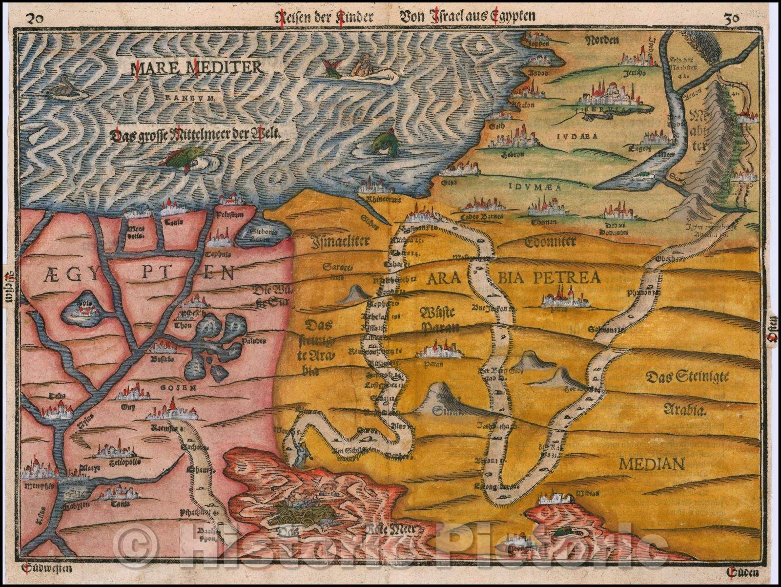 Historic Map - Reisen der Kinder von Israel aus Egypten, 1581, Heinrich Bunting v1