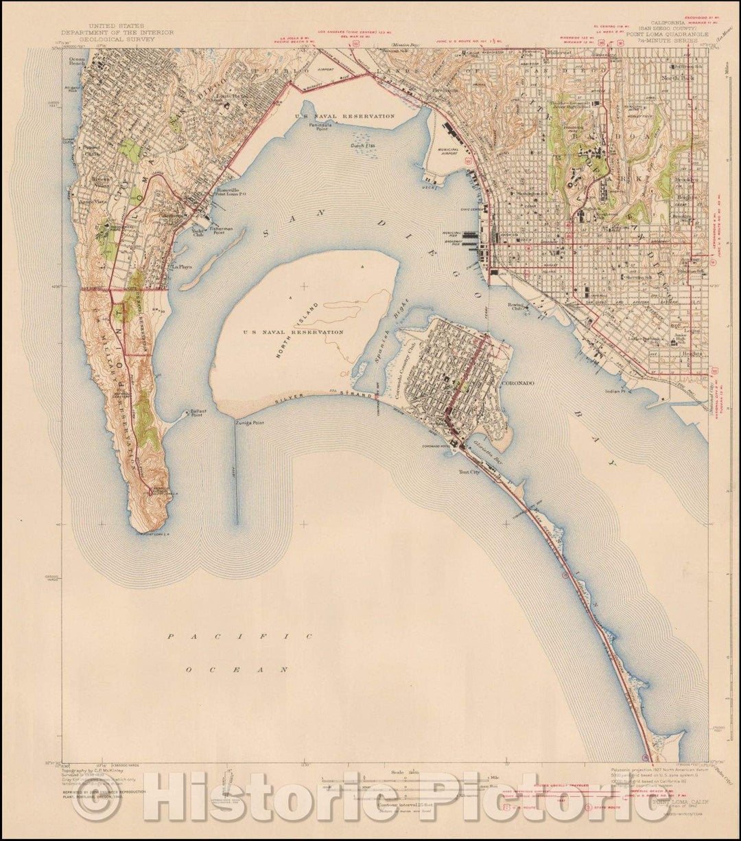 Historic Map - Point Loma Quadrangle 7 1/2-Minute Series, 1942, U.S. Geological Survey - Vintage Wall Art