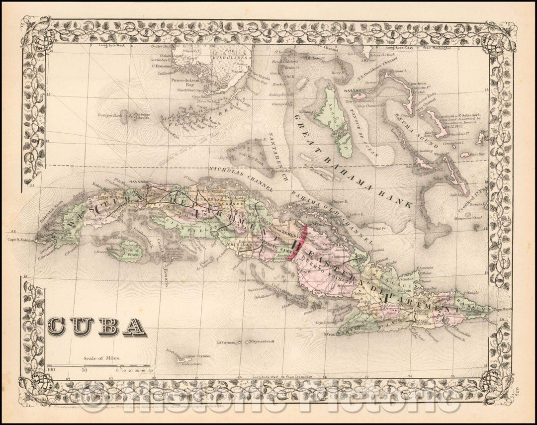 Historic Map - Cuba, 1888, Samuel Augustus Mitchell Jr. v1