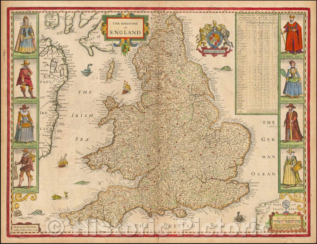 Historic Map - The Kingdome of England, 1676, John Speed v1