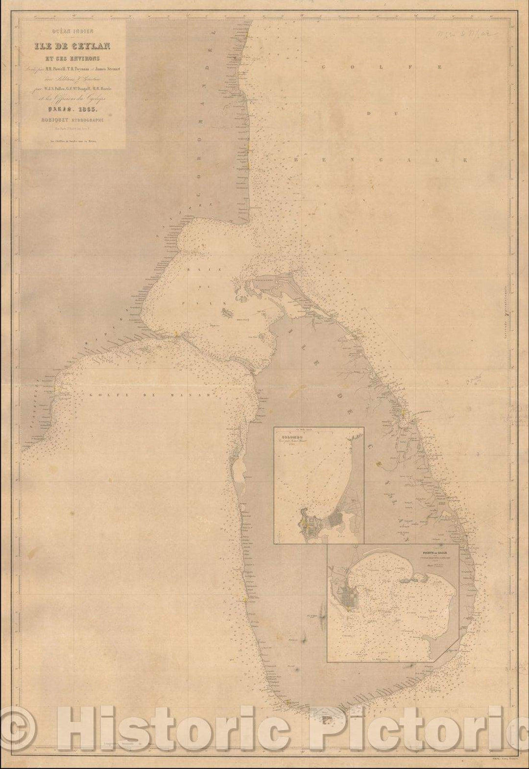 Historic Map - (Sri Lanka) Ile De Ceylan Et Ses Environs Levee par M.M. Powell/(Sri Lanka) Ile De Ceylan Levee And Its Environs by M. M. Powell, 1863 - Vintage Wall Art