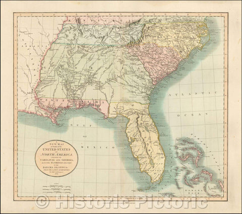 Historic Map - A New of Part of the United States of North America Containing The Carolinas And Georgia. Also The Floridas And Part Of The Bahama Islands, 1806 v2