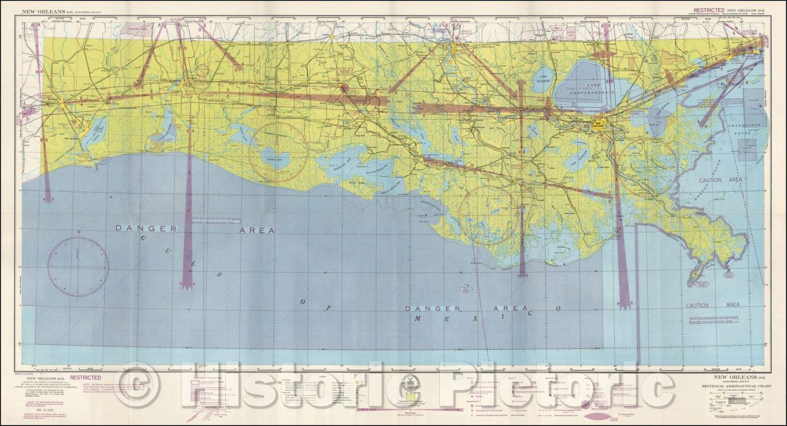 Historic Map - New Orleans, 1945, U.S. Coast & Geodetic Survey - Vintage Wall Art