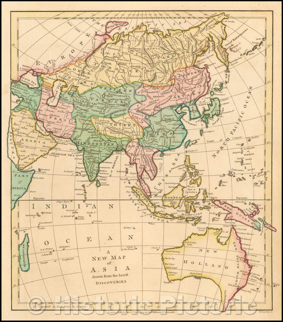 Historic Map - Asia, 1794, Robert Wilkinson - Vintage Wall Art