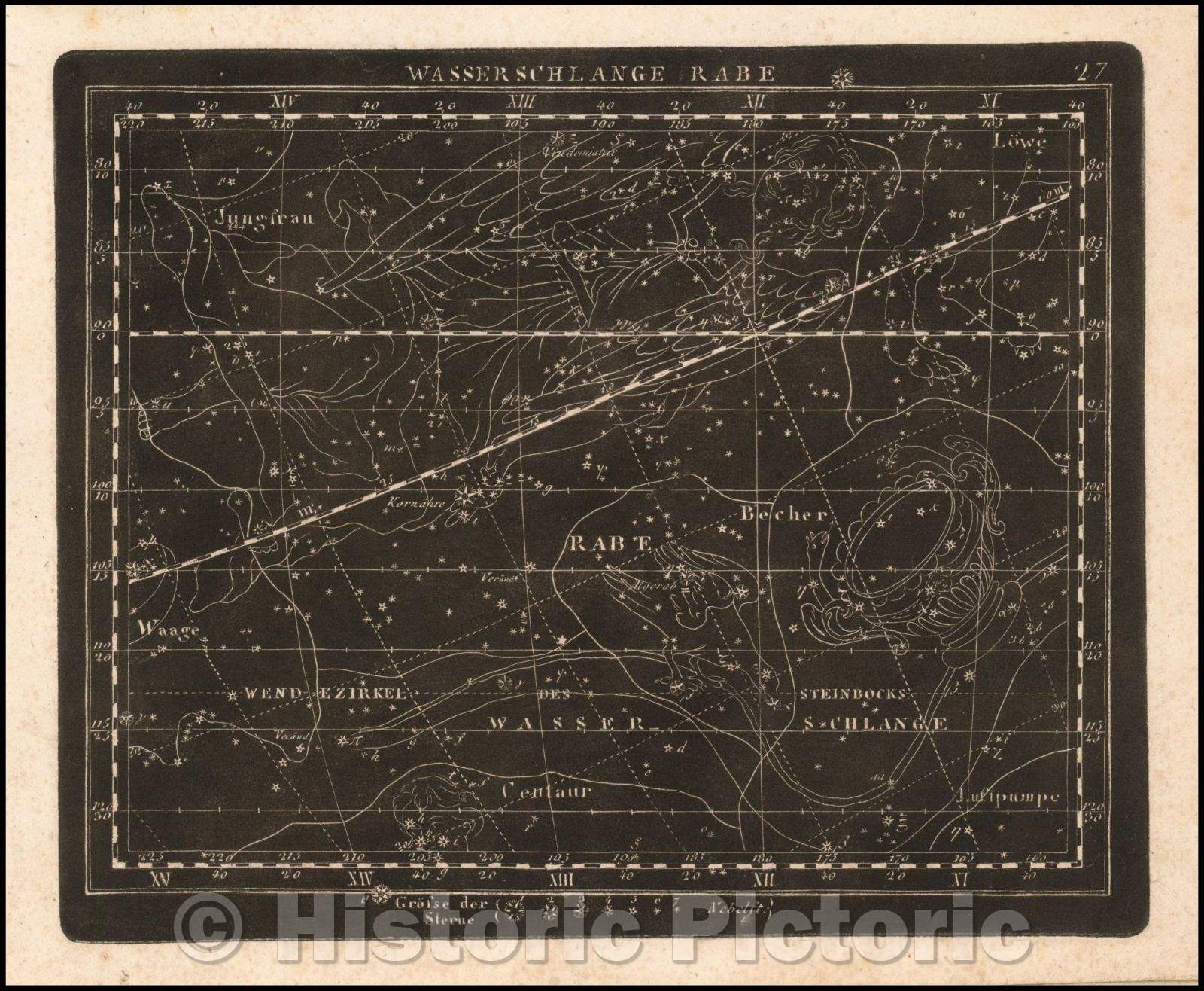 Historic Map - Cassiopea, [Hydra Continua, Crater, Corvus, Centaurus et Lupus (The Owl)], 1799, Christoph Friedrich Goldbach - Vintage Wall Art