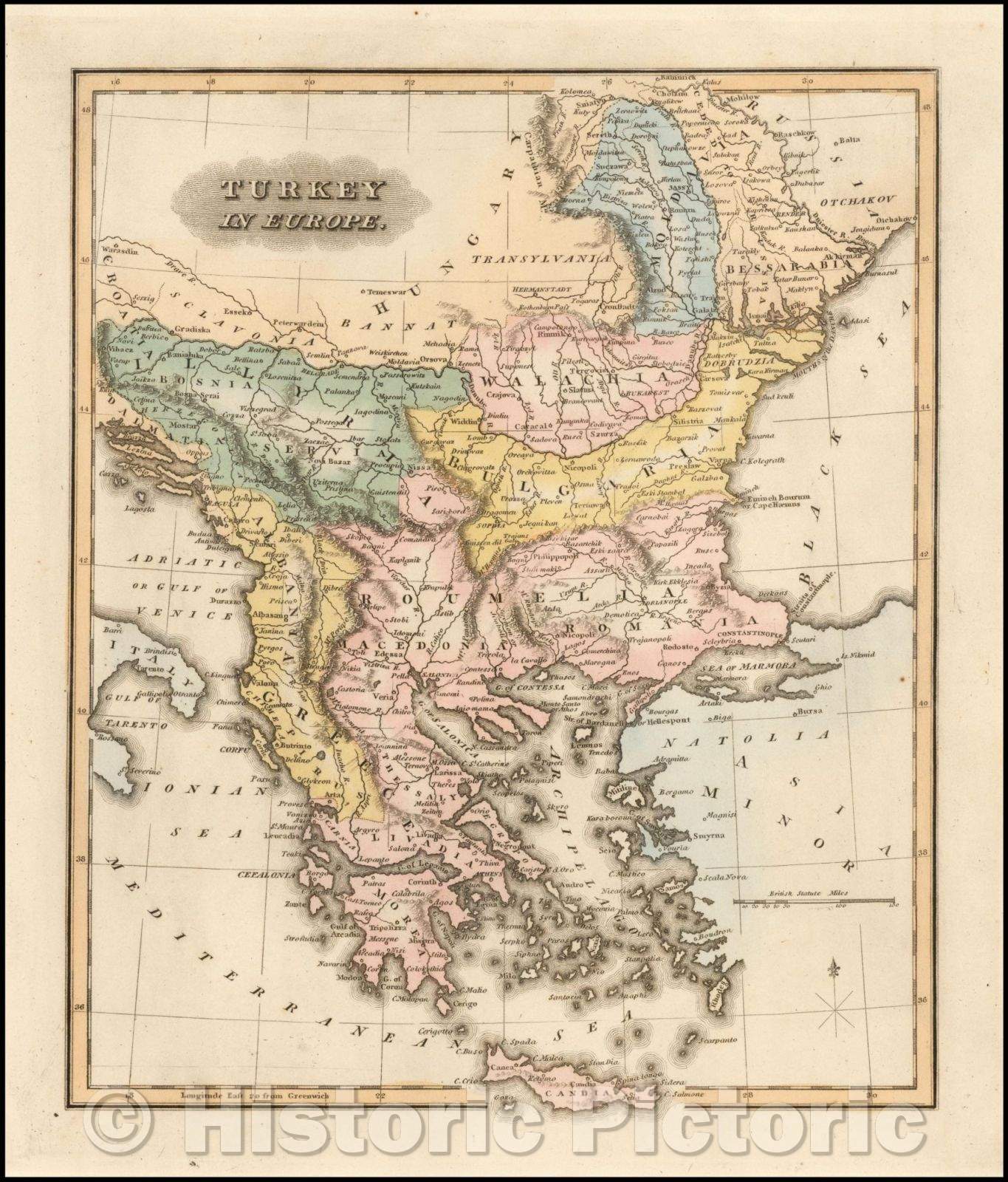 Historic Map - Turkey in Europe, 1823, Fielding Lucas Jr. v1