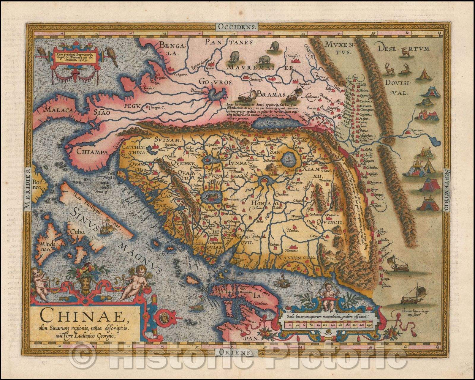 Historic Map - Chinae, olim Sinarum regionis nova descriptio auctore Ludovico Georgio, 1595, Abraham Ortelius v2