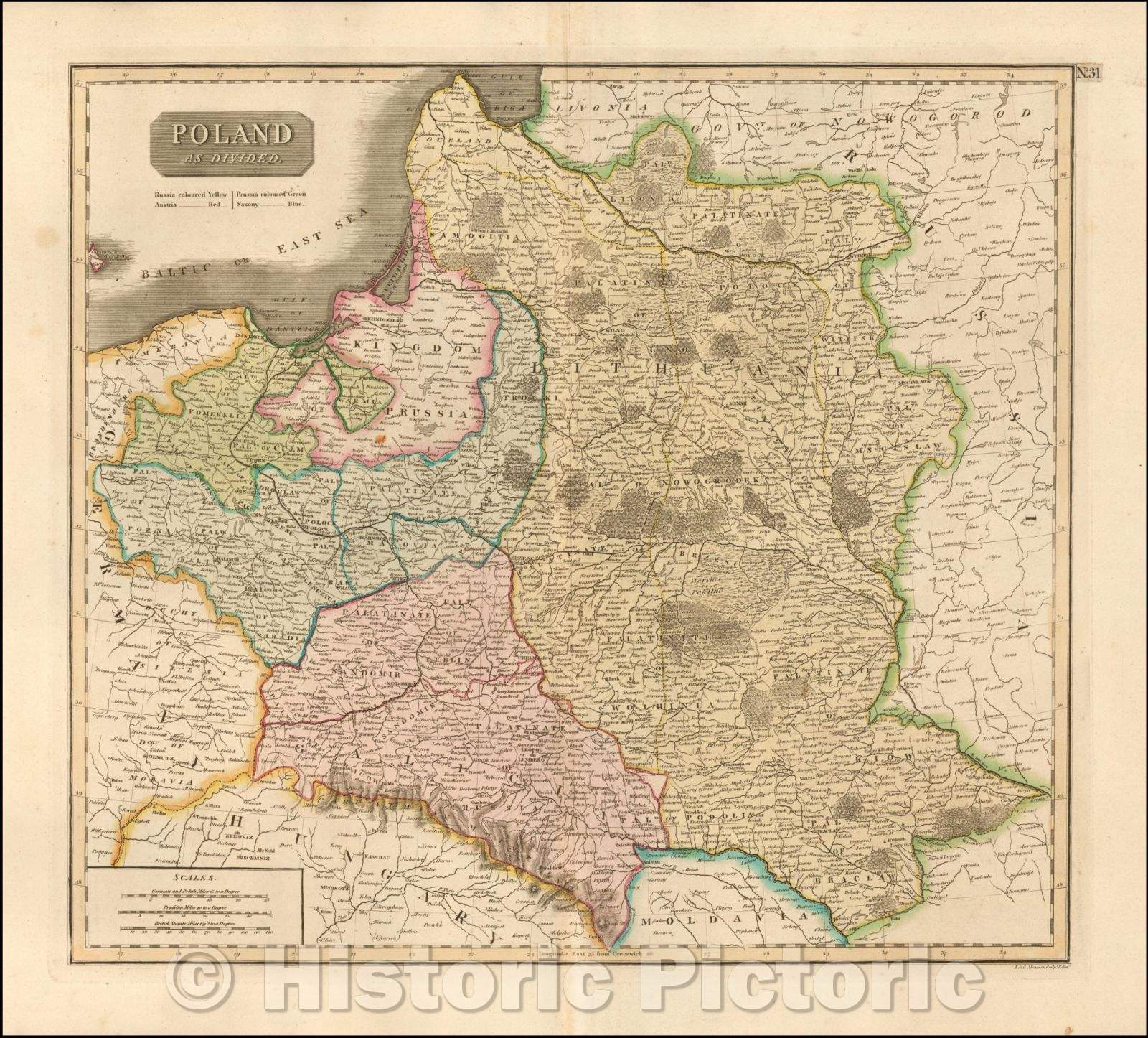 Historic Map - Poland, 1817, John Pinkerton - Vintage Wall Art