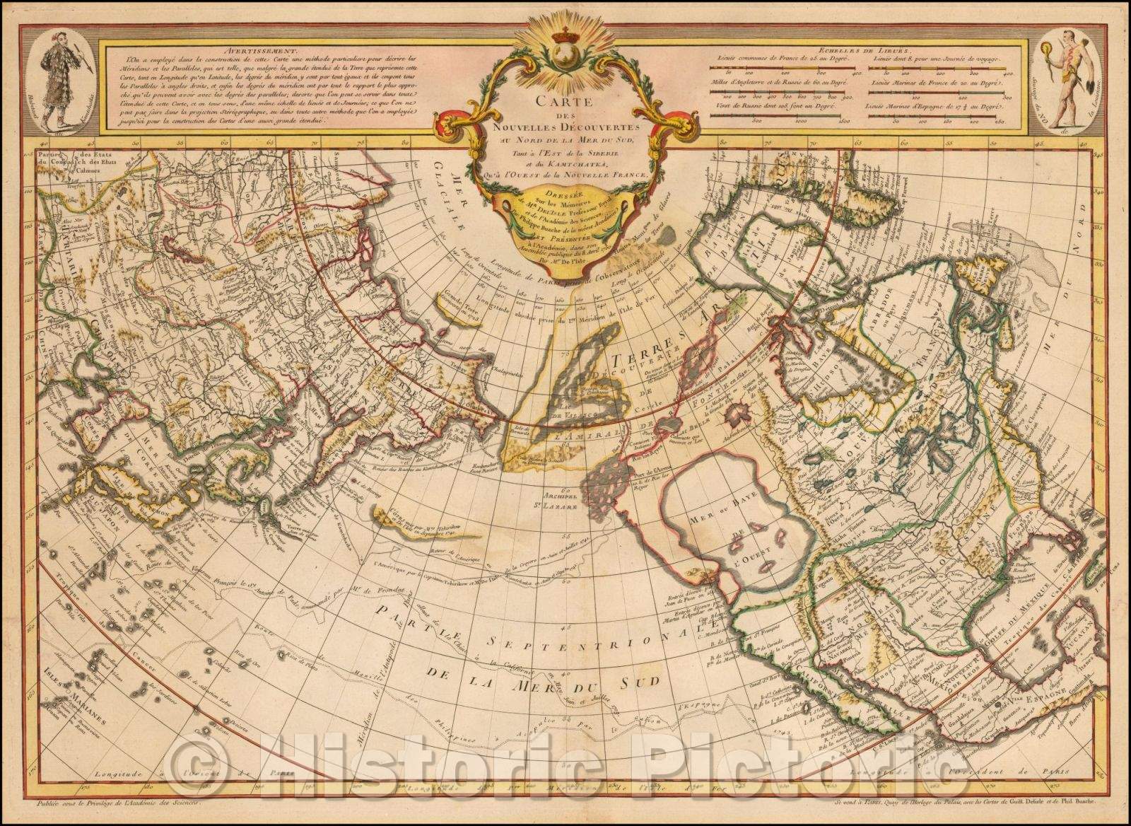 Historic Map - Carte Des Nouvelles Decouvertes Au Nord de la Mer de Sud, Tant a l'Est de la Siberie et du Kamtchatcka, Qu'a l'Ouest de la Nouvelle France, 1752 v6