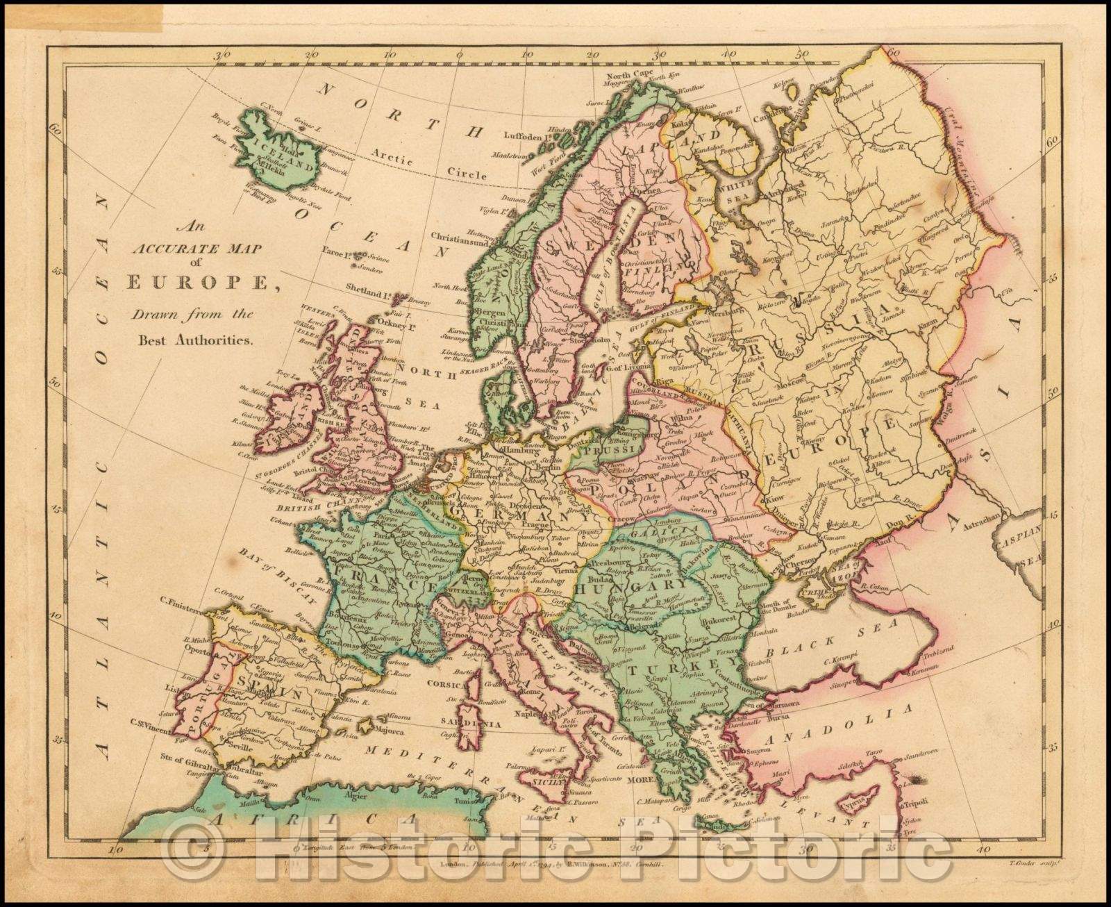 Historic Map - Europe, 1794, Robert Wilkinson - Vintage Wall Art