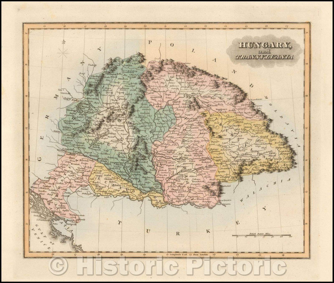 Historic Map - Hungary and Transylvania, 1823, Fielding Lucas Jr. v1