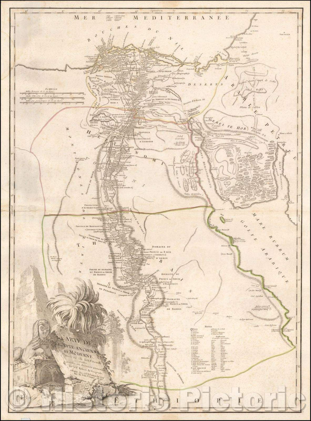 Historic Map - Carte De L'Egypte Ancienne et Moderne Dressee sure Celle du R.P. Sicard et autres, 1790, Charles Francois Delamarche - Vintage Wall Art