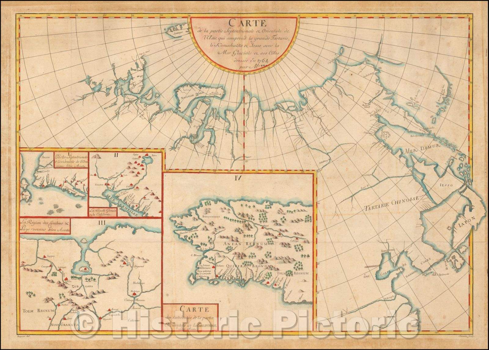 Historic Map - partie Septentrionale et Orientale de l?Asie qui comprend la g :: of the Northern and Eastern part of Asia which includes Great Tartary, 1765 - Vintage Wall Art