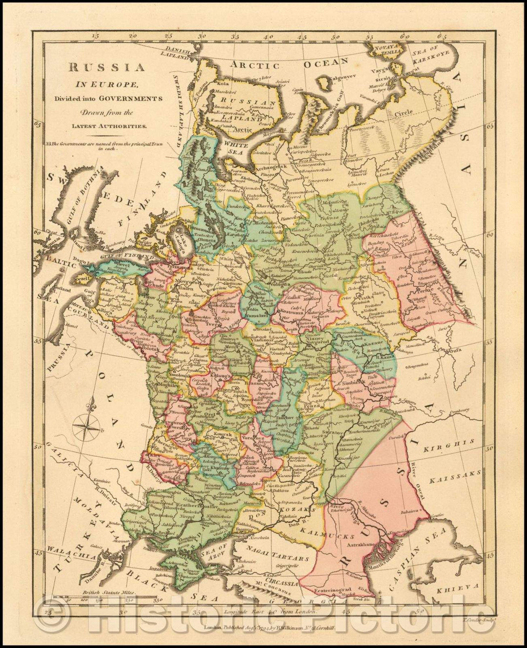 Historic Map - Russia In Europe, Divided into Governments, 1794, Robert Wilkinson - Vintage Wall Art