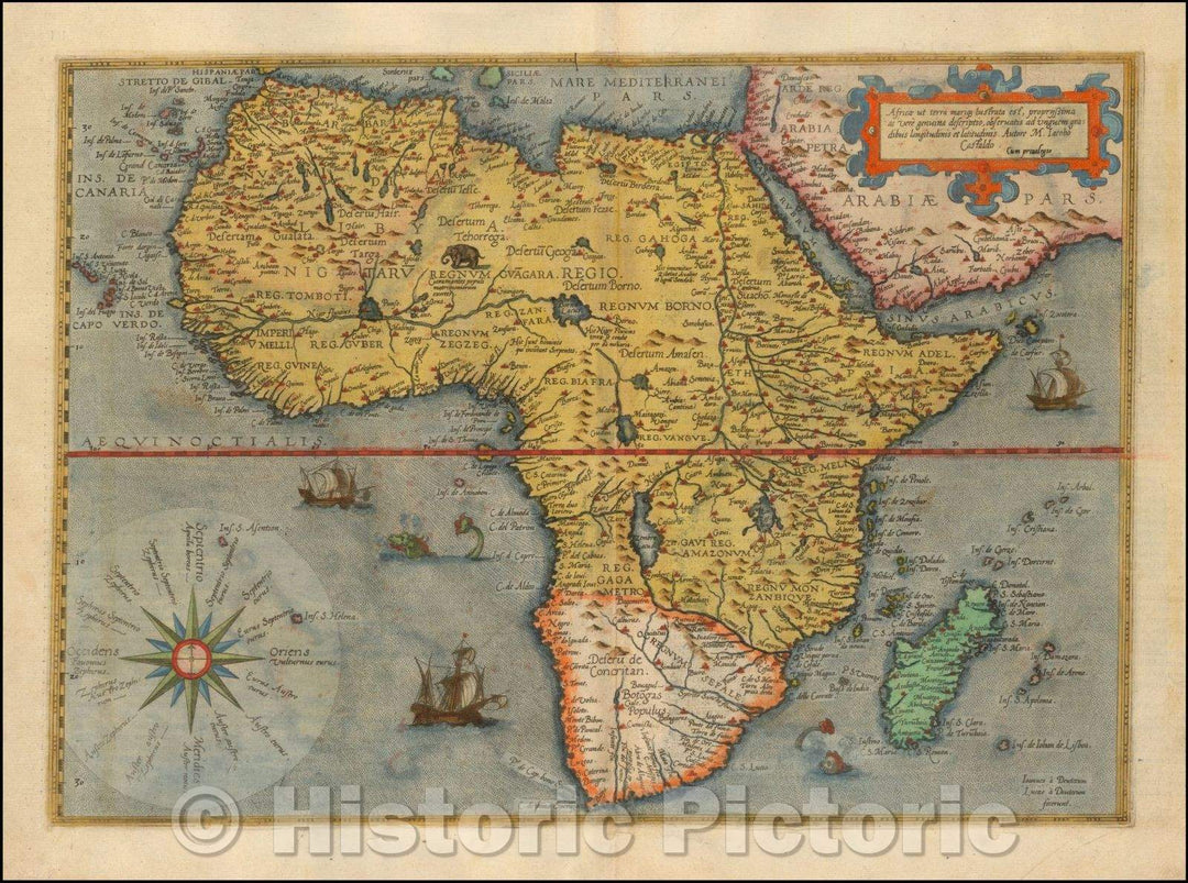 Historic Map - Africae ut terra mariq[ue], lustrata est, propiissima ac vere genuina descriptio/De Jode's first Map of Africa, 1578 edition, 1578 - Vintage Wall Art