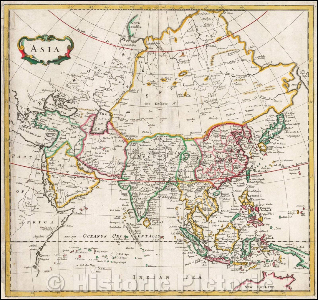 Historic Map - Asia, 1703, Robert Morden - Vintage Wall Art