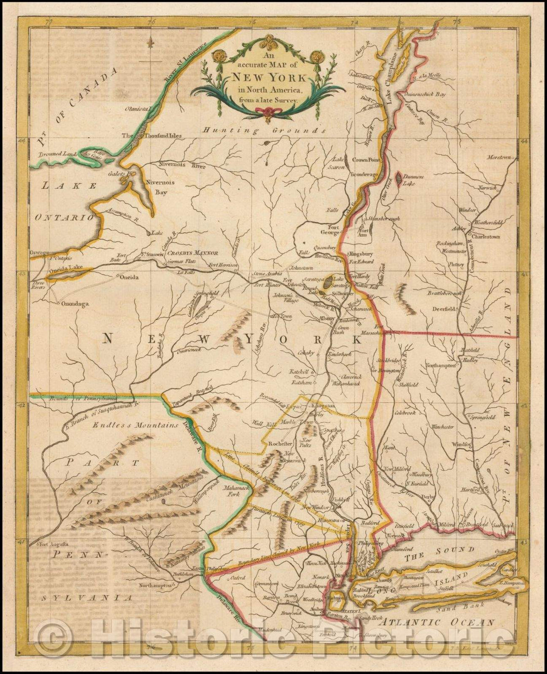 Historic Map - An accurate Map of New York in North America, from a late survey, 1780, Universal Magazine - Vintage Wall Art