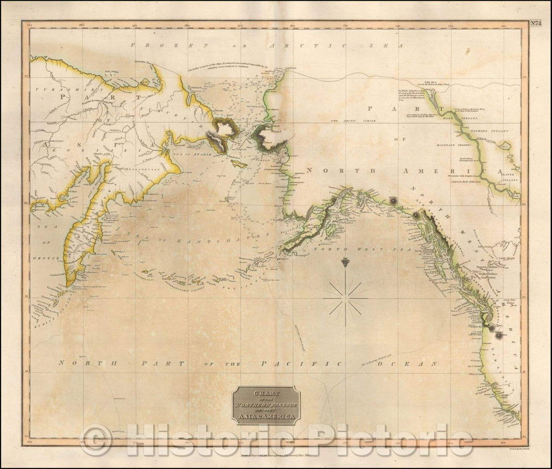 Historic Map - Chart of the Northern Passage Between Asia & America, 1816, John Thomson v2