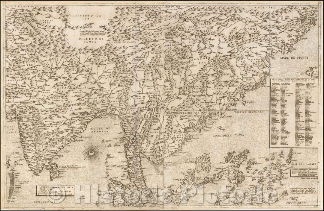 Historic Map - Il Disegno Della Terza Parte Dell' Asia/The Della Terza Design Part Dell 'Asia, 1561, Giacomo Gastaldi - Vintage Wall Art