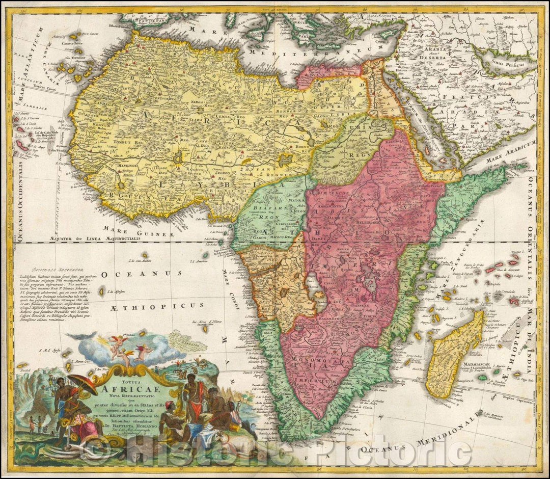 Historic Map - Totius Africae Nova Representatio qua praeter diverson in ea Status et Re guines, 1715, Johann Baptist Homann - Vintage Wall Art