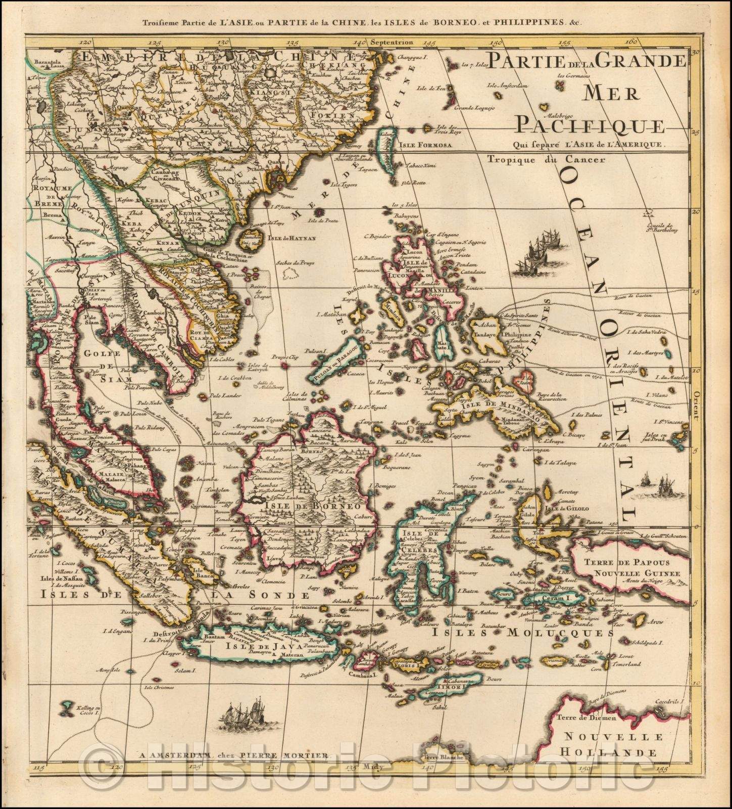 Historic Map - Troisieme Partie de L'Asie ou Partie de la Chine, les Isles de Borneo, et Philippine :: Southeast Asia and China, centered on Philippines, 1700 - Vintage Wall Art