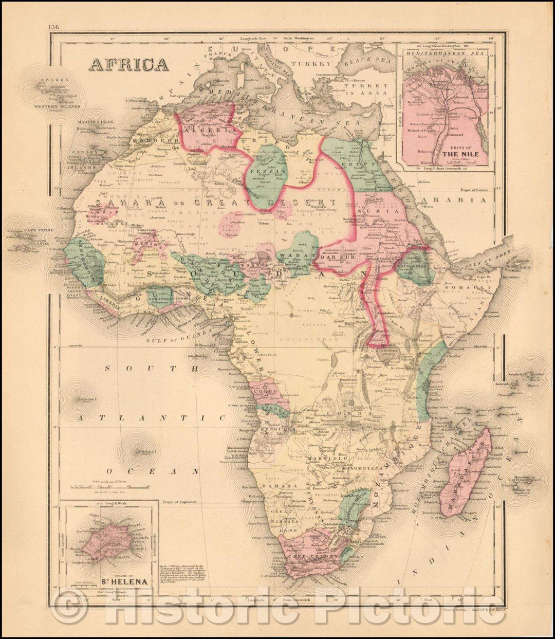 Historic Map - Africa, 1875, O.W. Gray - Vintage Wall Art