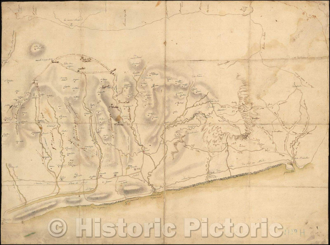 Historic Map - (Manuscript Map/Haitian Revolution) (Nord-Ouest Department, Saint-Do/Eighteenth-century French manuscript Map of the Nord-Ouest, 1792 - Vintage Wall Art