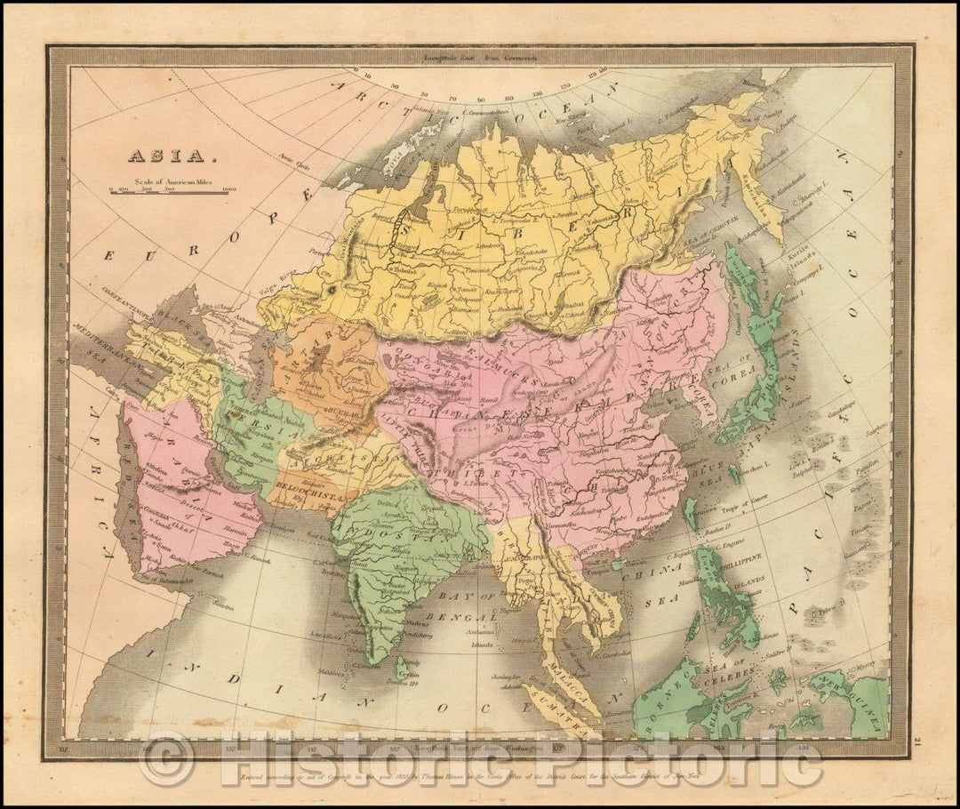 Historic Map - Asia, 1836, David Hugh Burr - Vintage Wall Art