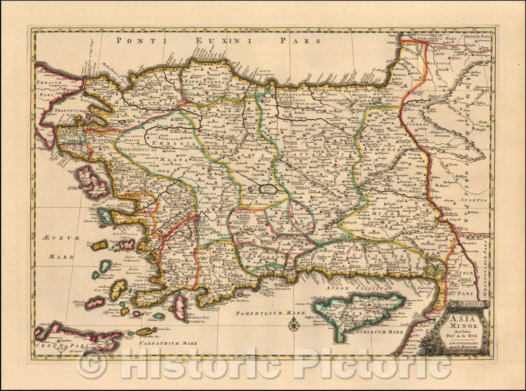 Historic Map - Natolia. Asia Minor Auctore :: Asia Minor, Anatolian peninsula, Ascanius Lacus, Black Sea,Mediterranean Sea, Aegean Sea, Armenia,Syria, 1700 - Vintage Wall Art