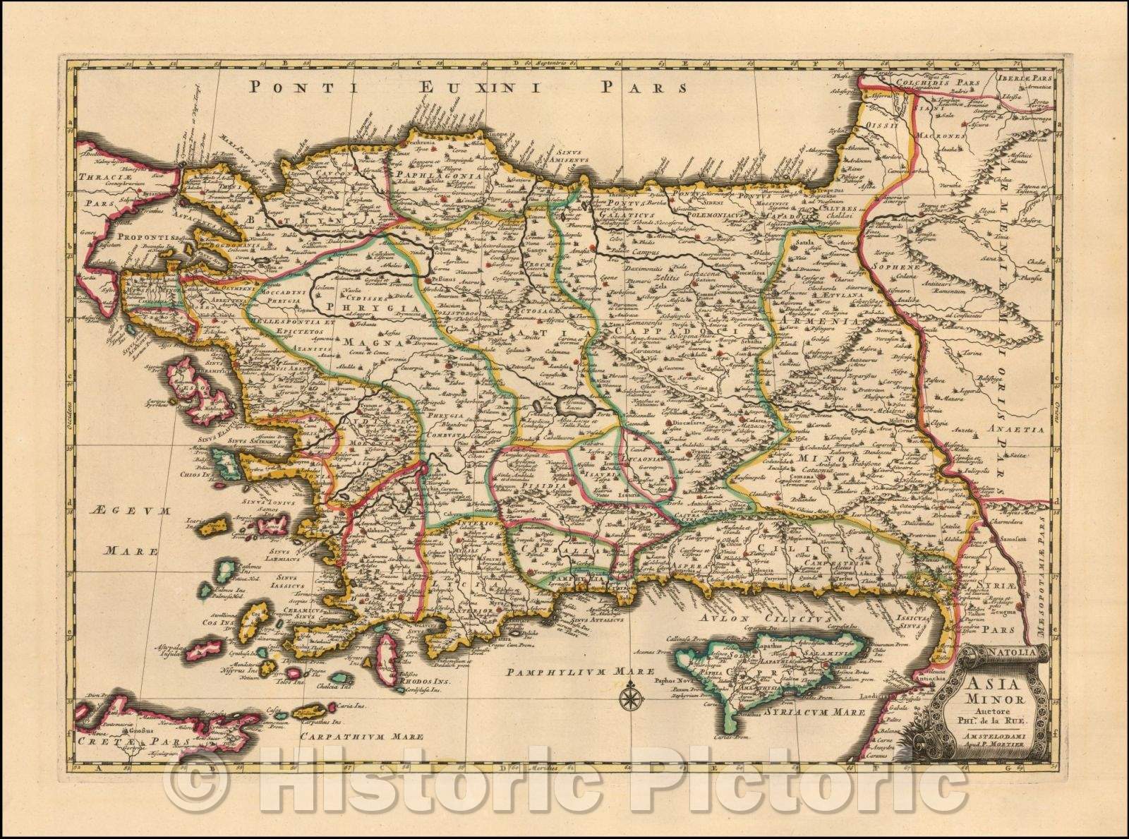 Historic Map - Natolia. Asia Minor Auctore :: Asia Minor, Anatolian peninsula, Ascanius Lacus, Black Sea,Mediterranean Sea, Aegean Sea, Armenia,Syria, 1700 - Vintage Wall Art