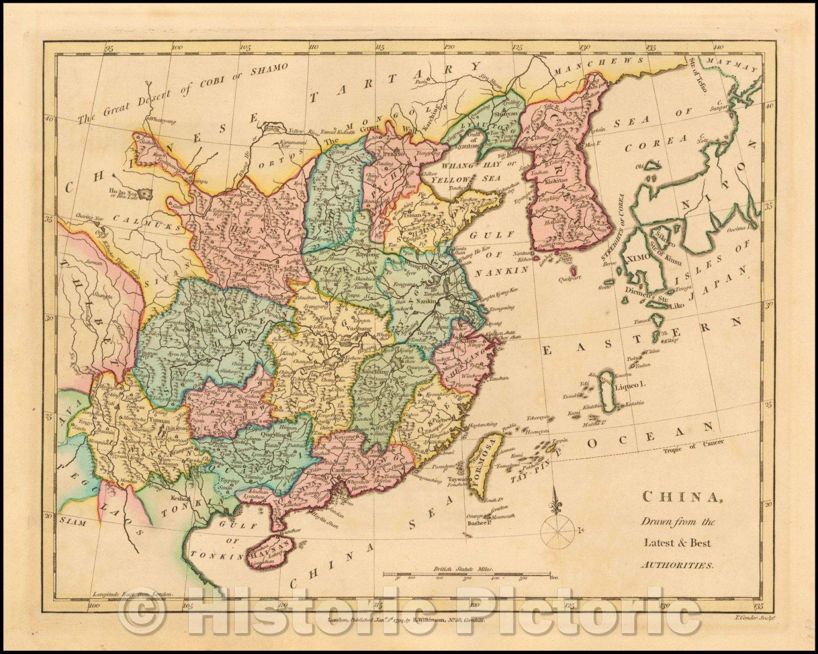 Historic Map - China, 1794, Robert Wilkinson - Vintage Wall Art