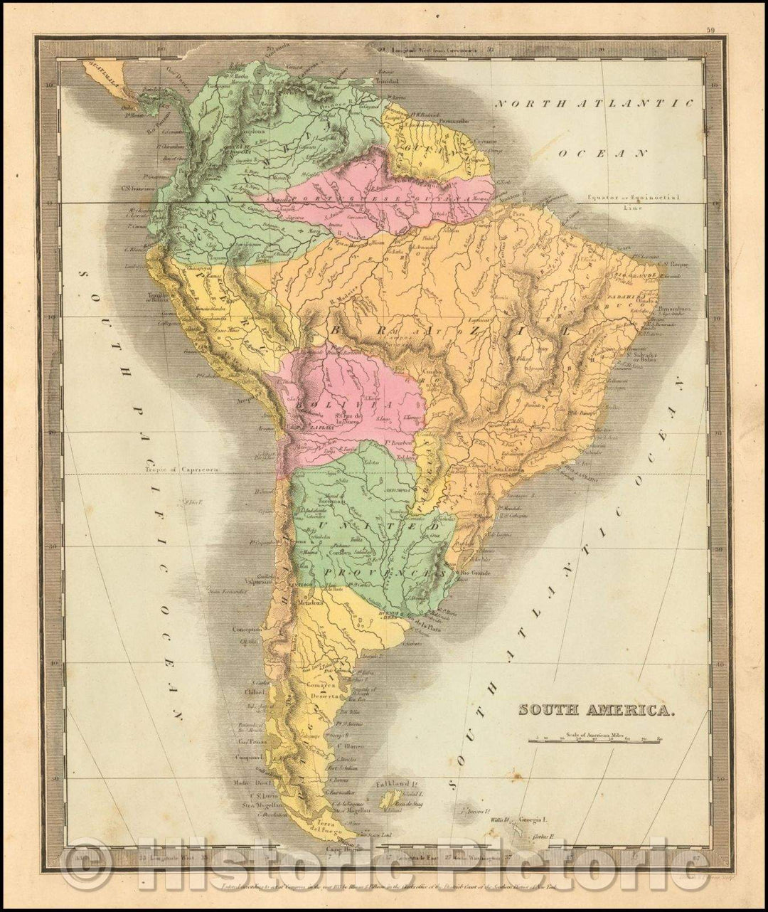 Historic Map - South America, 1836, David Hugh Burr - Vintage Wall Art