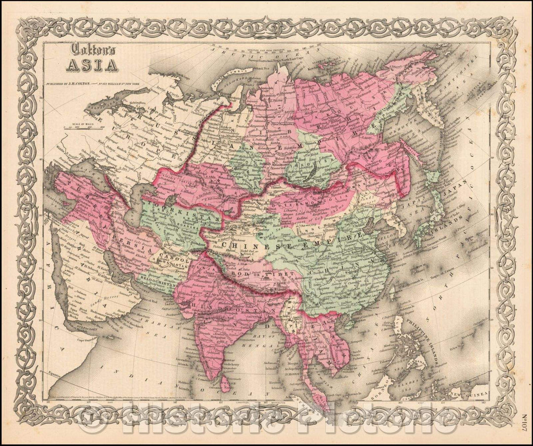 Historic Map - Colton's Asia, 1865, Joseph Hutchins Colton - Vintage Wall Art