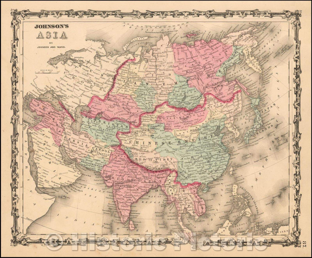 Historic Map - Johnson's Asia, 1865, Benjamin P Ward v1