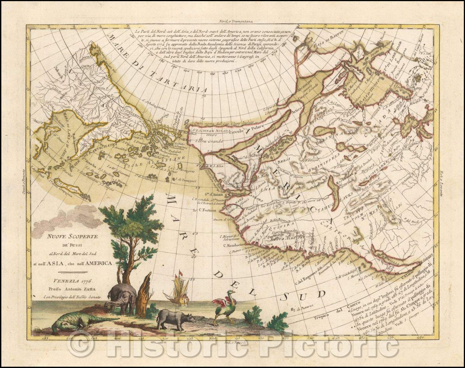 Historic Map - Nuove Scoperte de' Russi al Nord del Mare del Sud si nell'Asia, che nell'America, 1776, Antonio Zatta v2