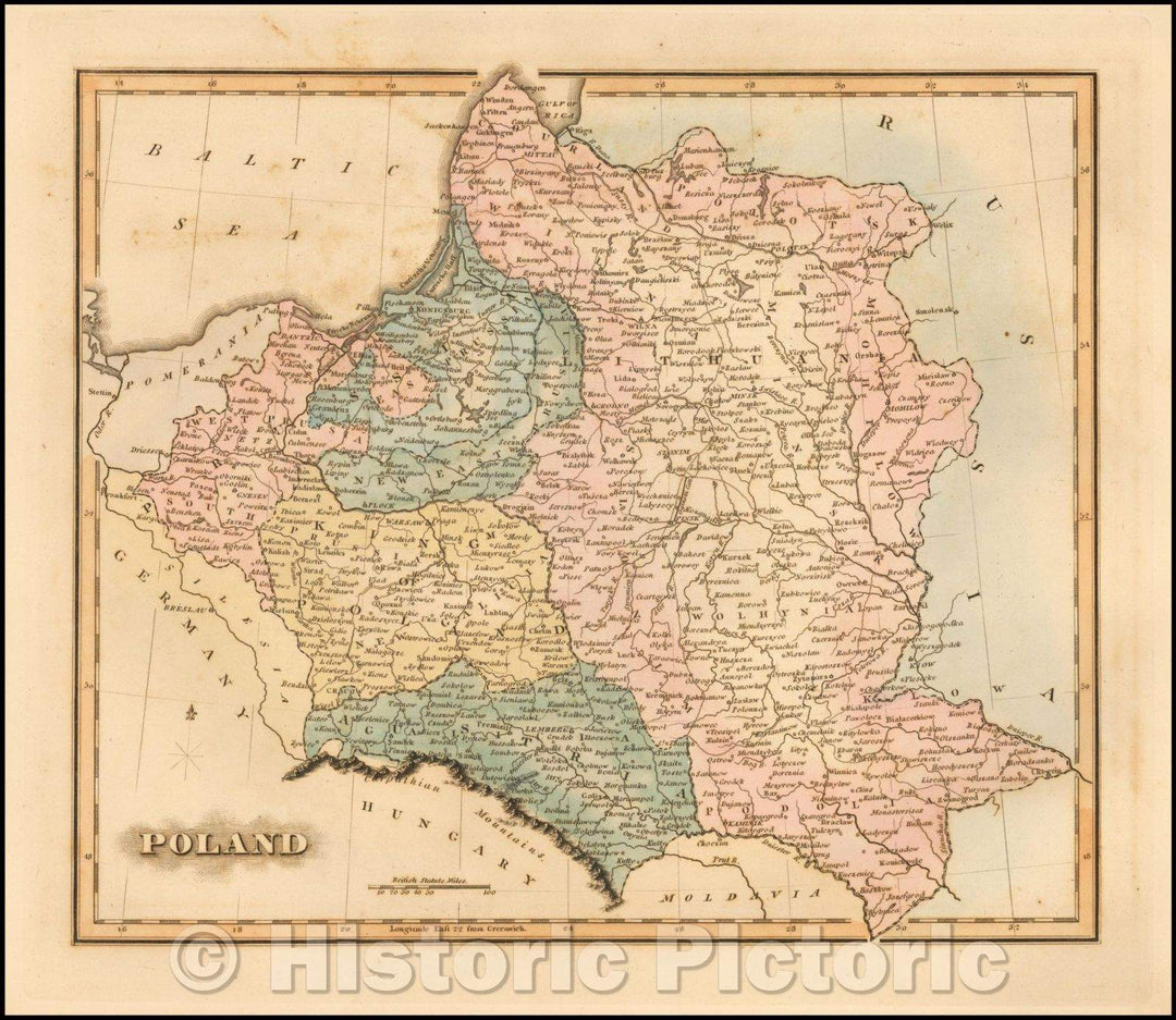 Historic Map - Poland, 1823, Fielding Lucas Jr. v2