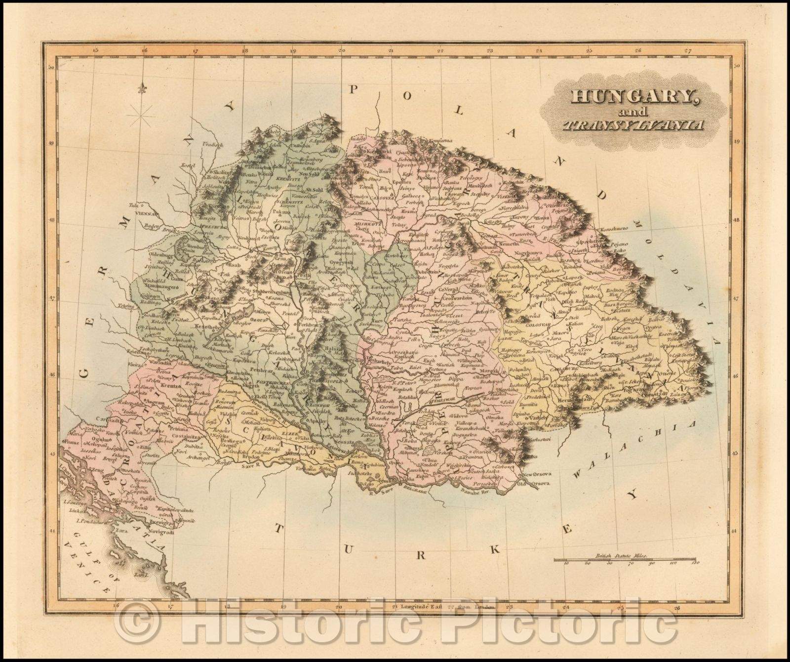 Historic Map - Hungary and Transylvania, 1823, Fielding Lucas Jr. v2