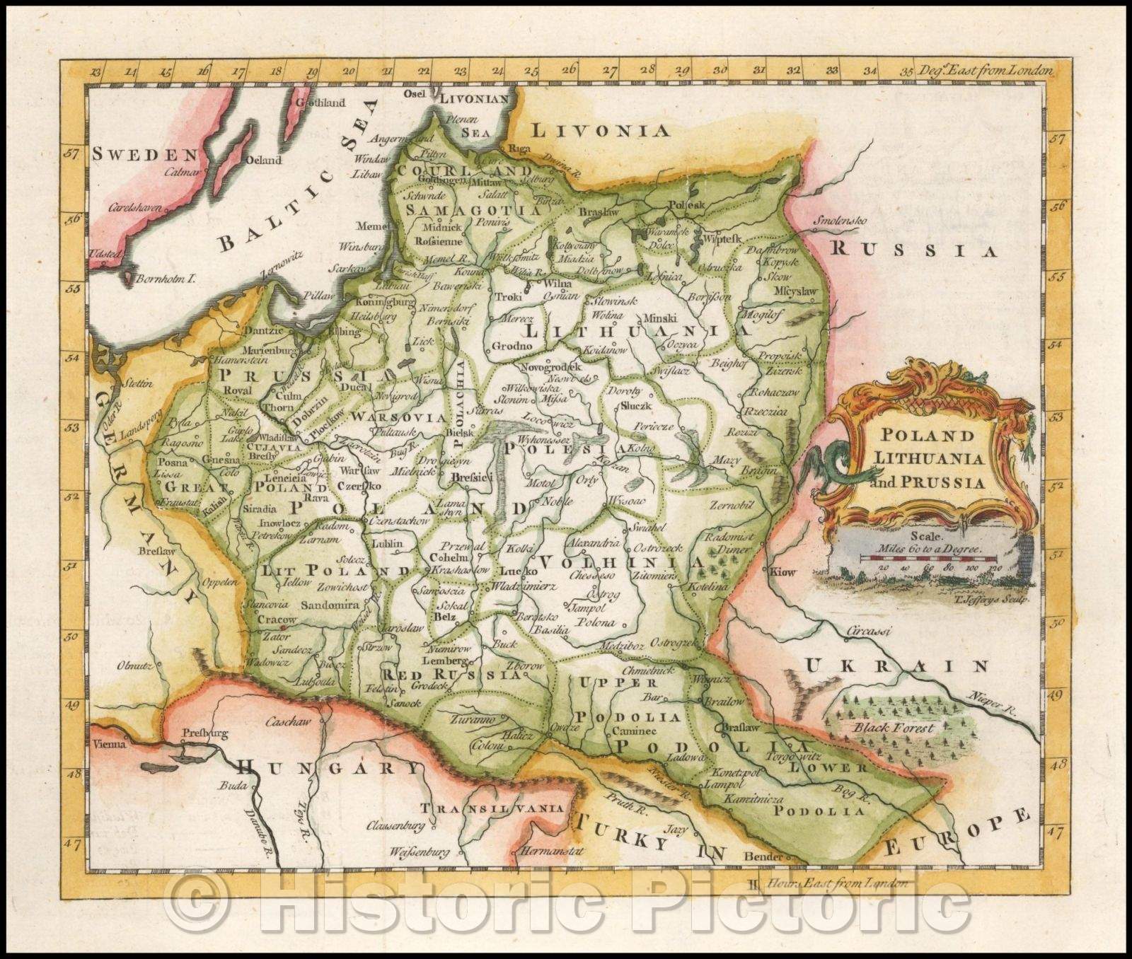 Historic Map - Poland Lithuania and Prussia, 1754, Thomas Jefferys - Vintage Wall Art