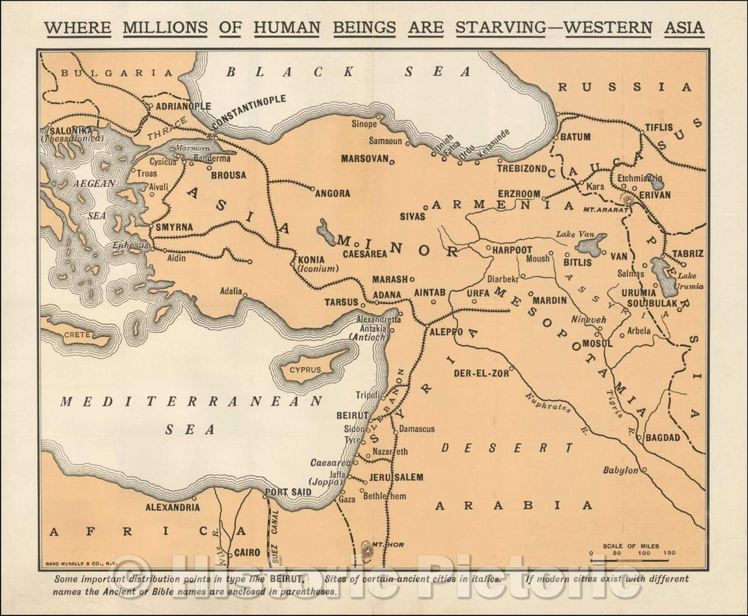 Historic Map - America's First Humanitarian Organization, Where Millions of Human Beings Are Starving - Western Asia/Near East Relief, 1919 - Vintage Wall Art