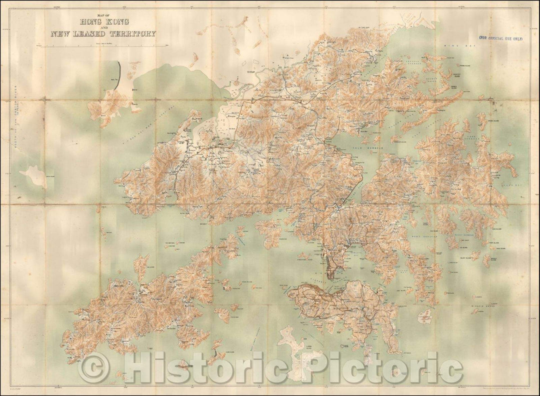 Historic Map - Map of Hong Kong and New Leased Territory, 1911, Royal School of Military Engineering - Vintage Wall Art