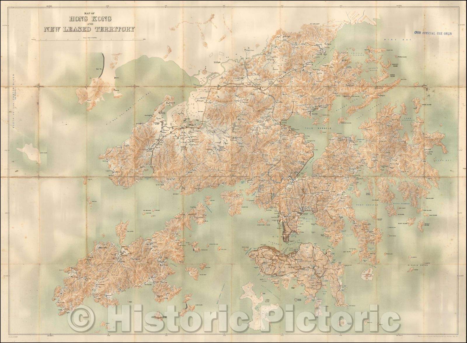 Historic Map - Map of Hong Kong and New Leased Territory, 1911, Royal School of Military Engineering - Vintage Wall Art