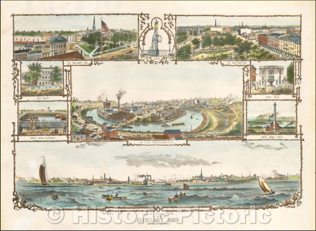 Historic Map - Cleveland Ohio, 1873, Orlando V. Schubert - Vintage Wall Art