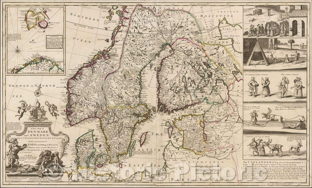 Historic Map - Denmark and Sweden. According to ye Newest & most Exact Observations, 1720, Herman Moll v2