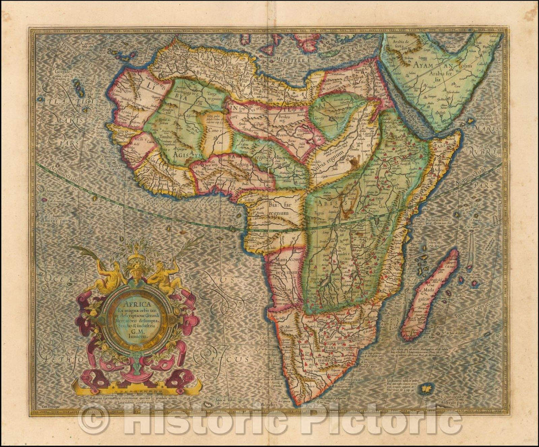 Historic Map - Africa Ex magna orbis terre descriptione Gerardi Mercatoris desumpta Studio & insustrai, 1610, Gerard Mercator - Vintage Wall Art