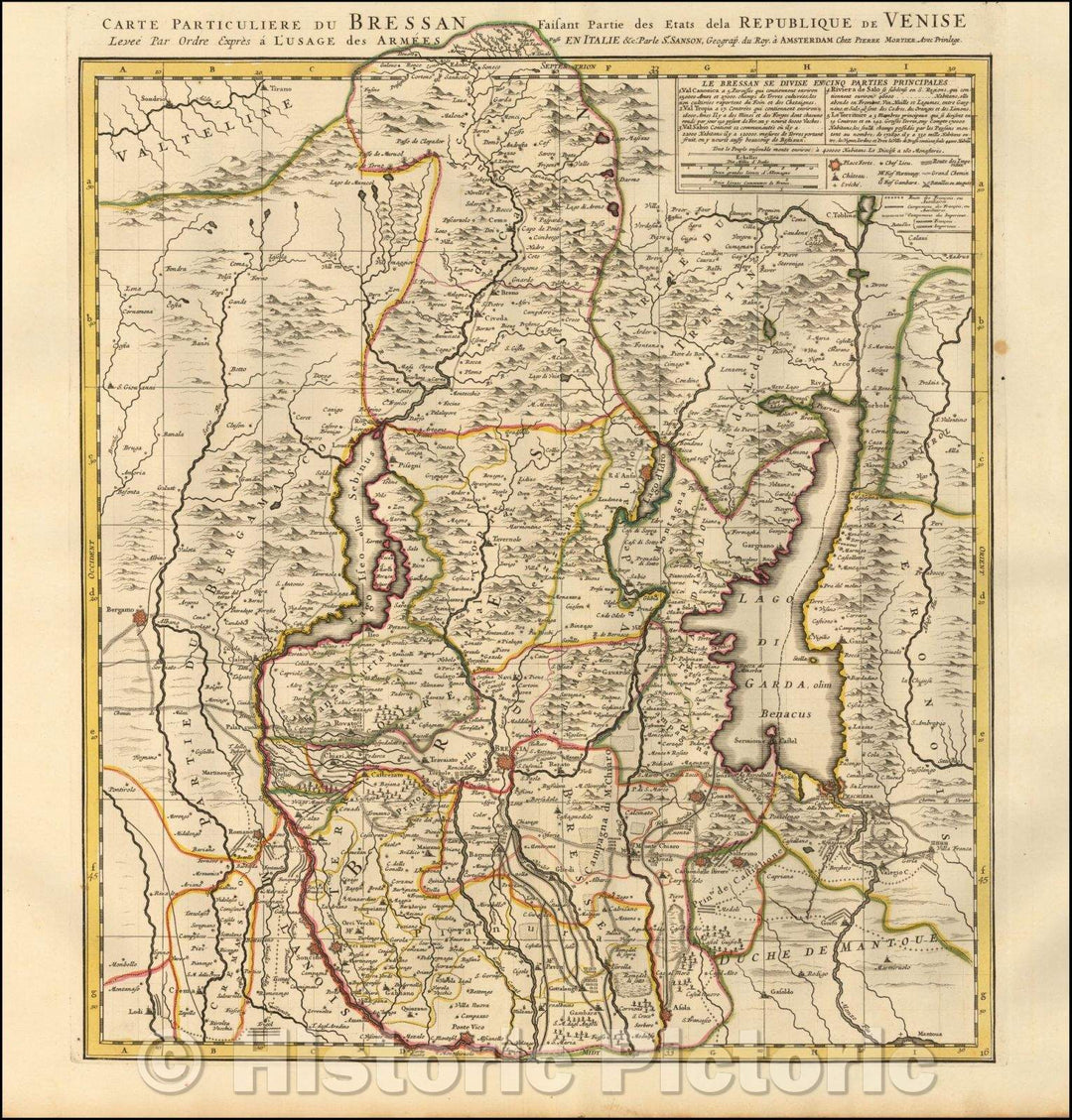 Historic Map - Carte Particuliere du Bressan Faisant Partie des Etats dela Republique de :: Bressan Making Party dela Republic of Venice levee States, 1700 - Vintage Wall Art