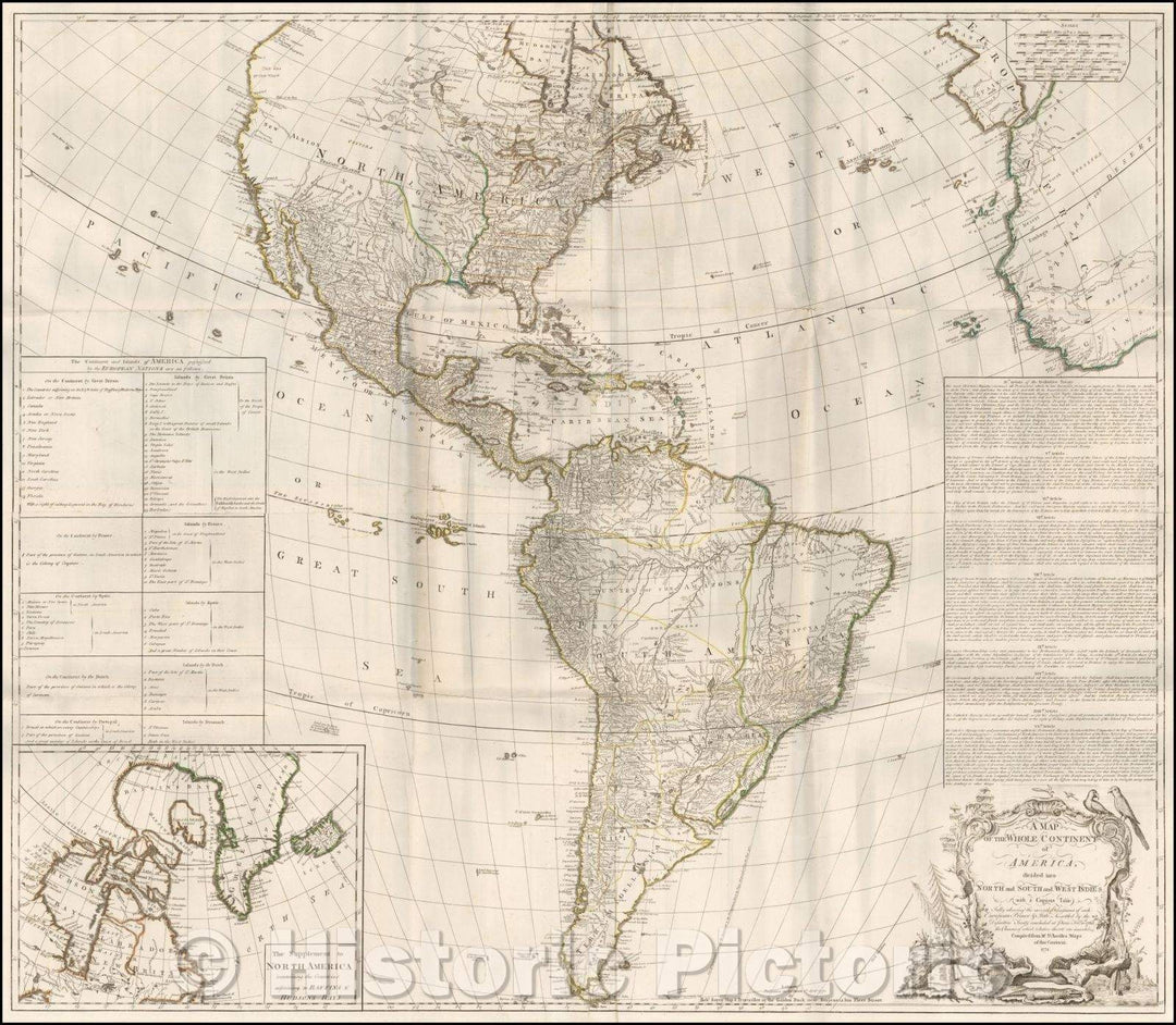 Historic Map - The Whole Continent of America. Divided Into North and South and West Indies, 1772, Robert Sayer - Vintage Wall Art