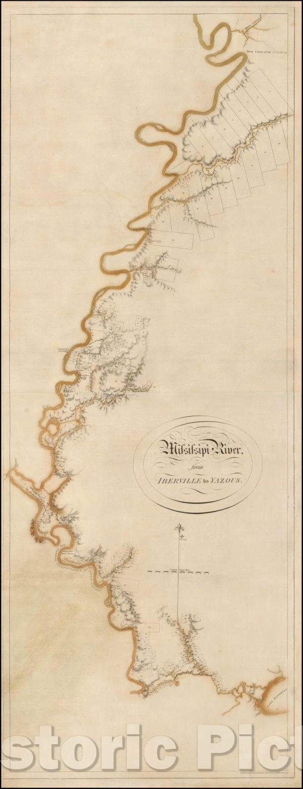 Historic Map - Mississipi River, From Iberville to Yazous, 1779, Joseph Frederick Wallet Des Barres - Vintage Wall Art